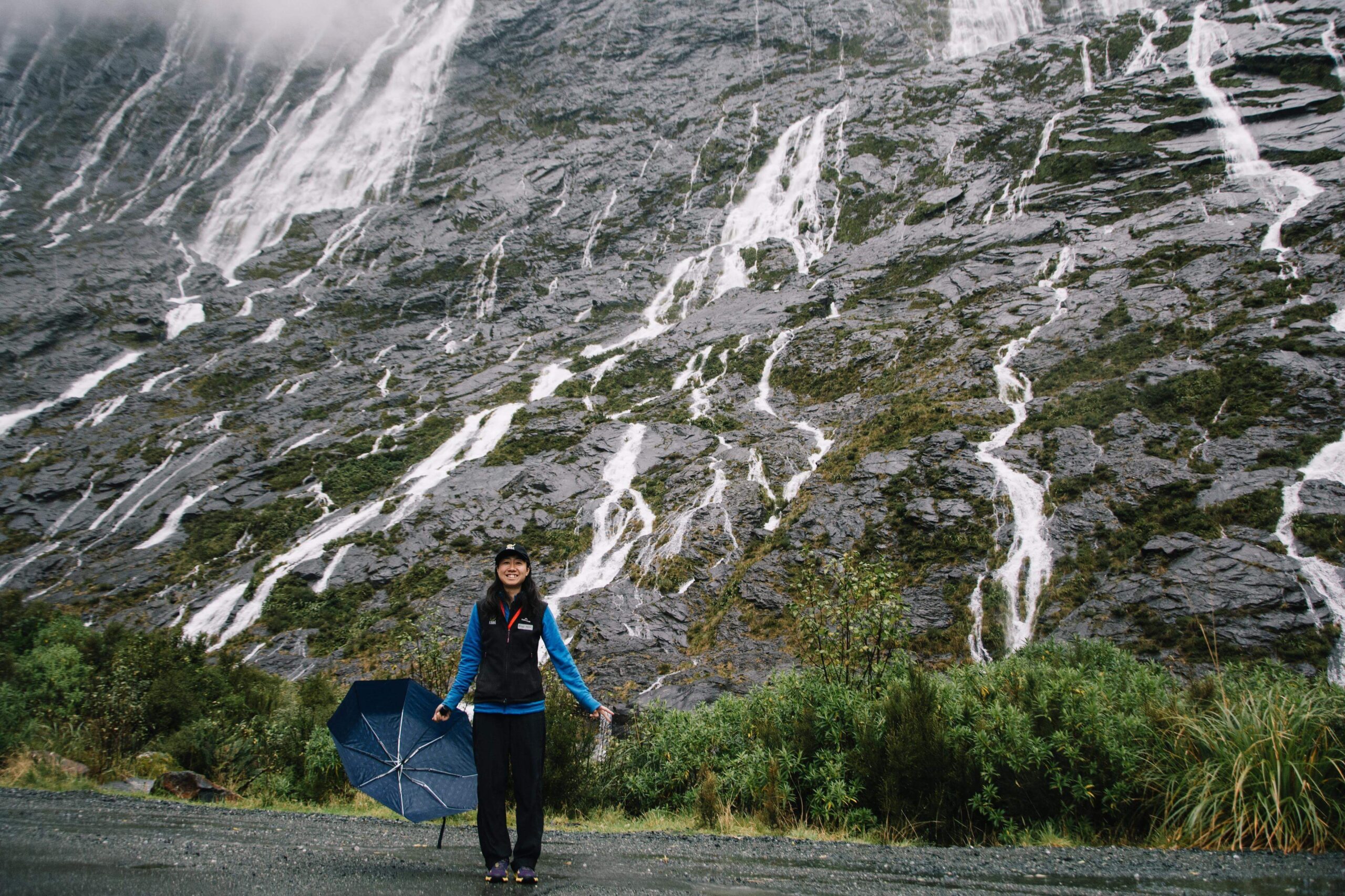 Momo during her years as a tour guide at Milford Sound, New Zealand